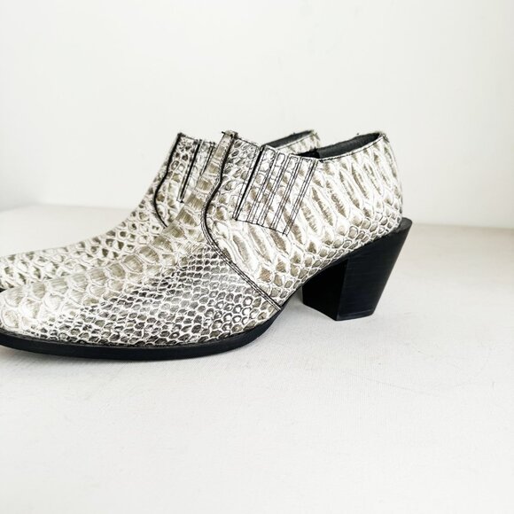 Tony Lama Snakeskin Western Booties Green White 8M - Picture 7 of 7